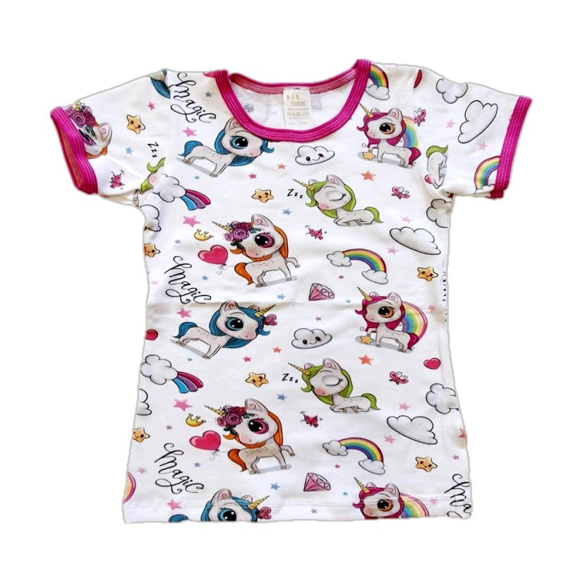 Dámské tričko, duhoví jednorožci krátký rukáv