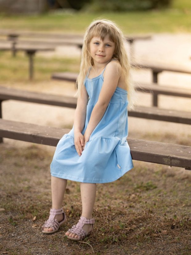 Dívčí bavlněné šaty na ramínka, modré nebe