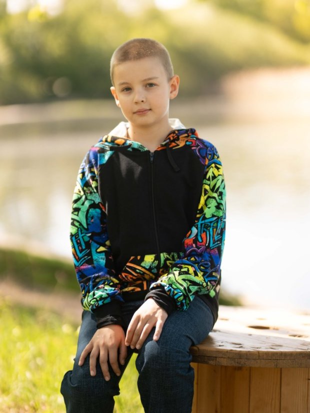 Dětská mikina na zip, graffiti boom