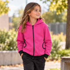 Dětská mikina na zip Fleece, sytě růžová