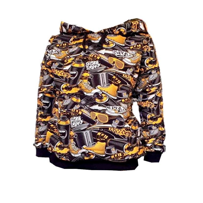 Detská mikina s kapucňou, spreje a graffiti