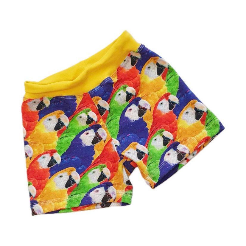 Dětské krátké kraťasy, papoušci