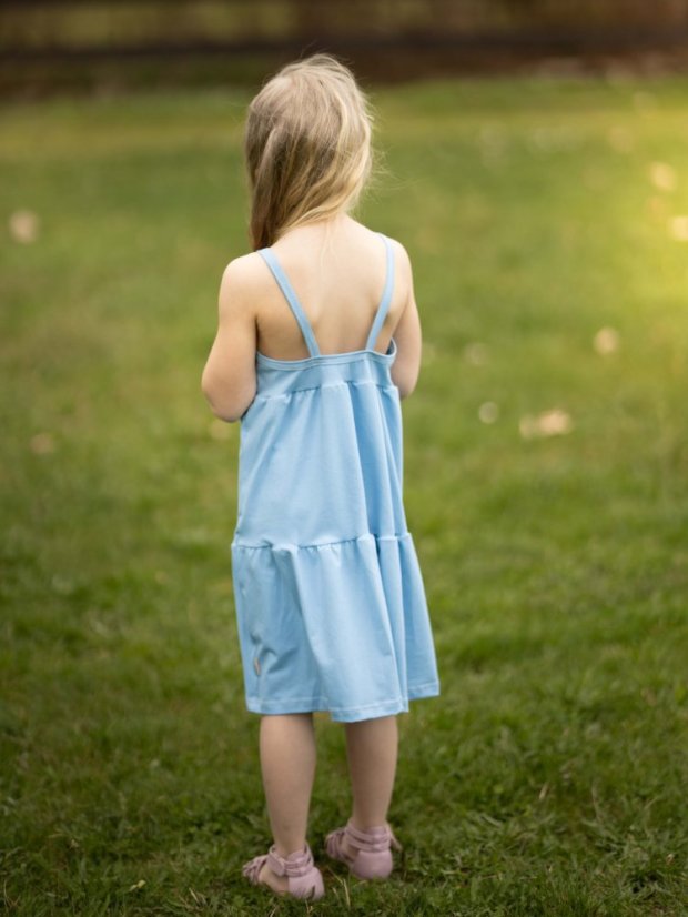 Dívčí bavlněné šaty na ramínka, modré nebe