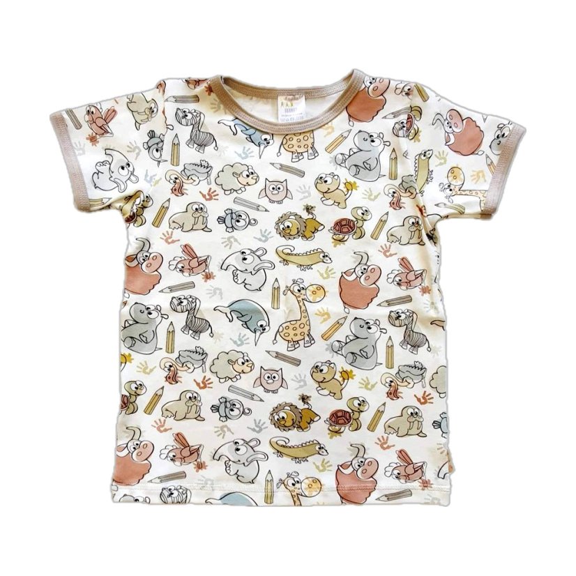 Pánské tričko, pastelková zoo krátký rukáv