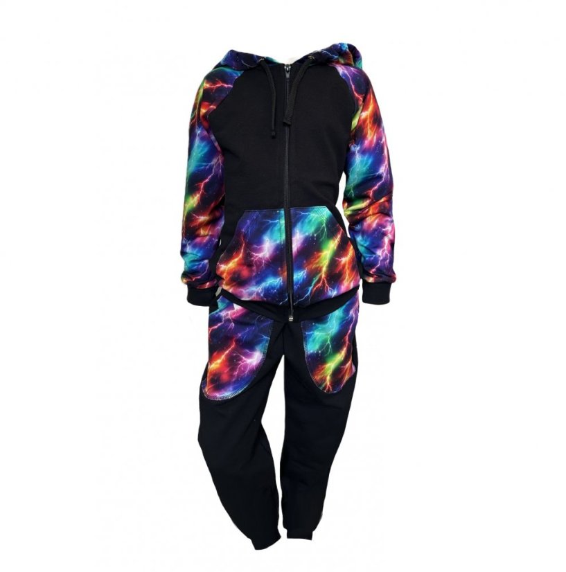 Detská tepláková súprava na zips, neonové blesky