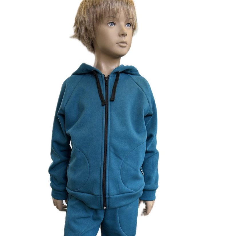 Dětská mikina teplá, modrý petrolej