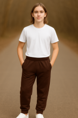 Dětské tepláky do manžety, čokoládový klid