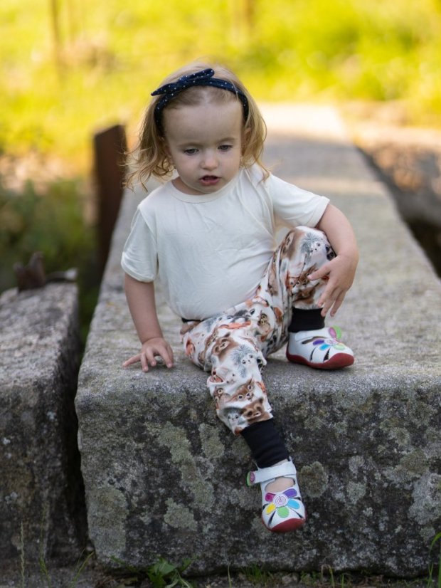 Dětské rostoucí kalhoty GROW lehké, lesní zvířátka