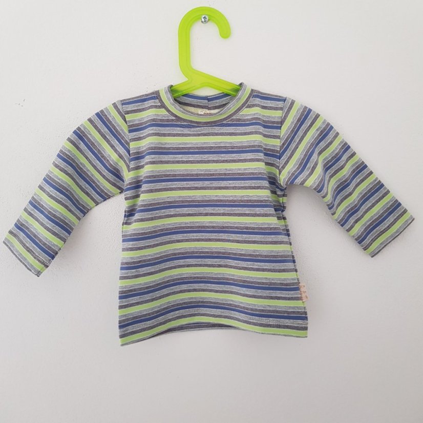 Tričko šedo-zeleno-modrý proužek
