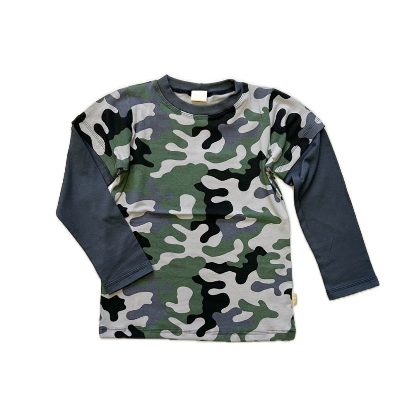 Tričko KHAKI MASK dvojitý rukáv