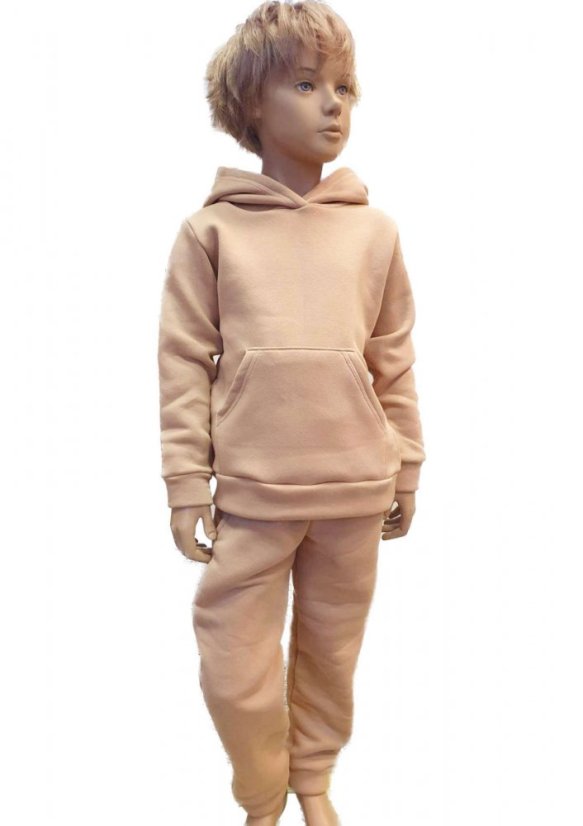 Detská mikina s kapucňou Fluffy teplá, ťavia hnedá