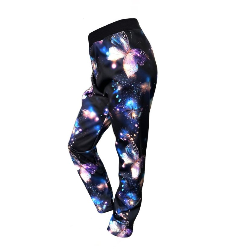 Detské softshellové legíny bez fleecu, kúzelní motýliky