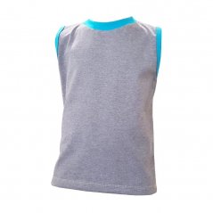 Dětské tričko bez rukávů šedé melé tyrkys (Velikost 92-98)