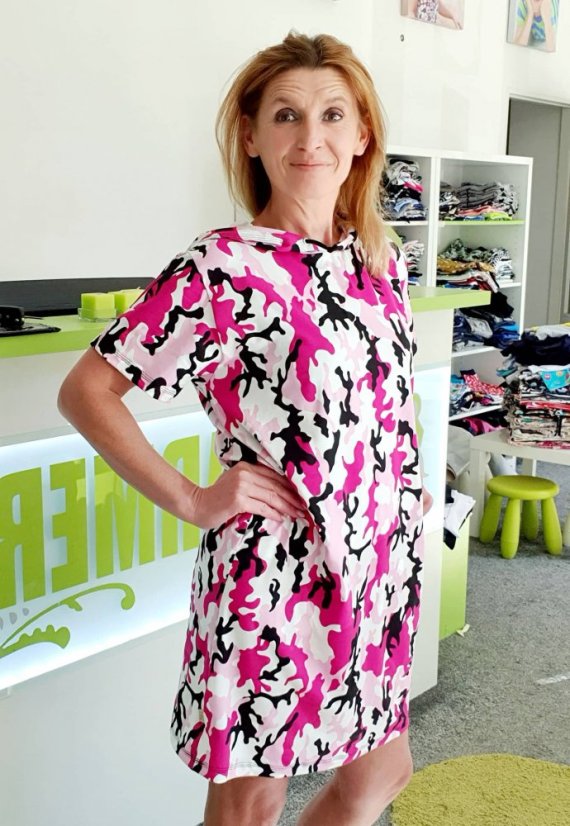 Dámské šaty OVERSIZE BAMBUS, růžový maskáč