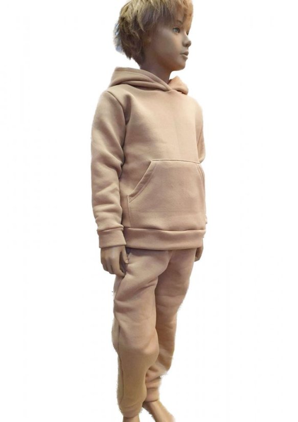 Detská mikina s kapucňou Fluffy teplá, ťavia hnedá