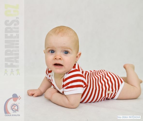 Dětské body krátký rukáv lodičkové červený námořník (Velikost 98)