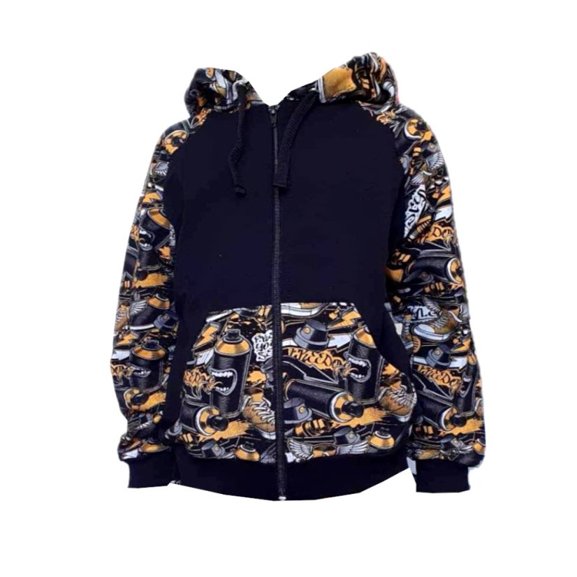 Detská mikina na zips, spreje a graffiti