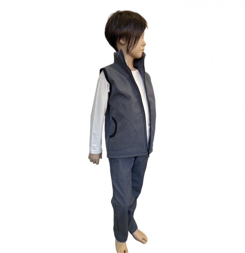 Dětská softshellová vesta s fleecem, šedý jeans