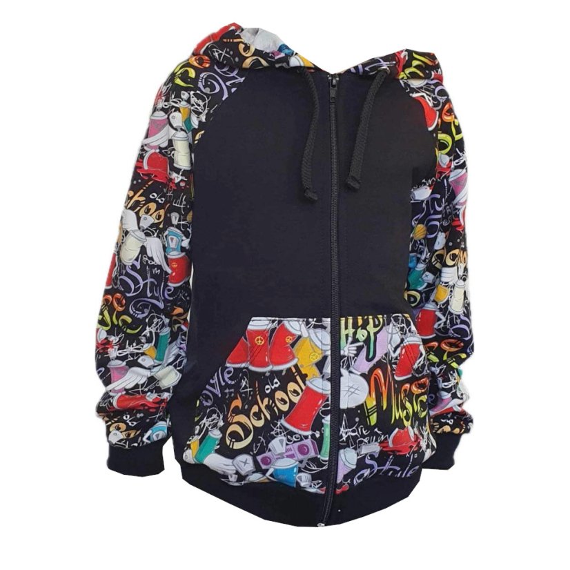 Pánská mikina na zip, svět graffiti černá