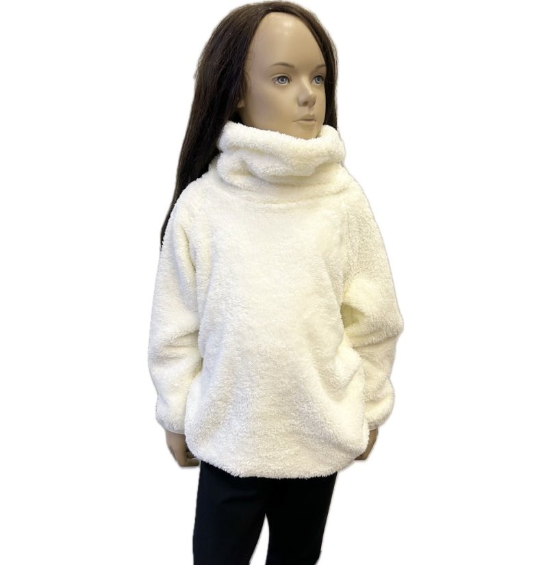 Mikina s rolákom FURRY NATURAL WHITE