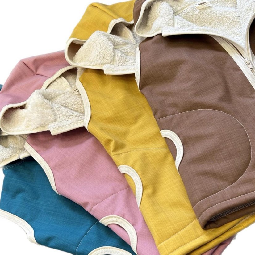 Dětská softshellová vesta s beránkem, medová