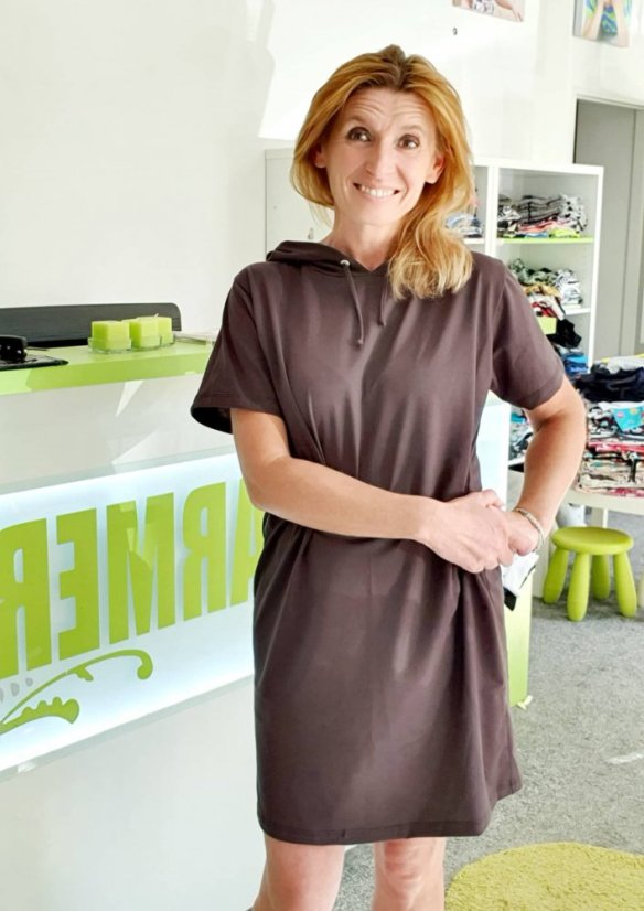 Dámske šaty OVERSIZE HOODY BROWN