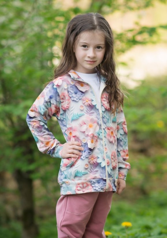 Dětská mikina na zip, zahrada snů