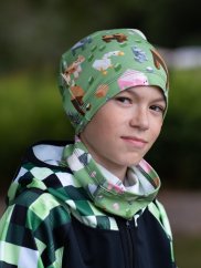 Dětská čepice HIPSTER, zvířátka z kostek