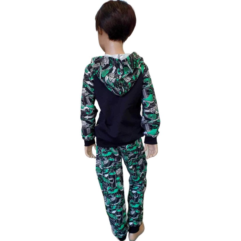 Dětské tepláky Thin lehké, spreje a grafitti zelená