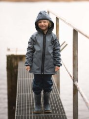 Dětská softshellová bunda s fleecem, šedý jeans