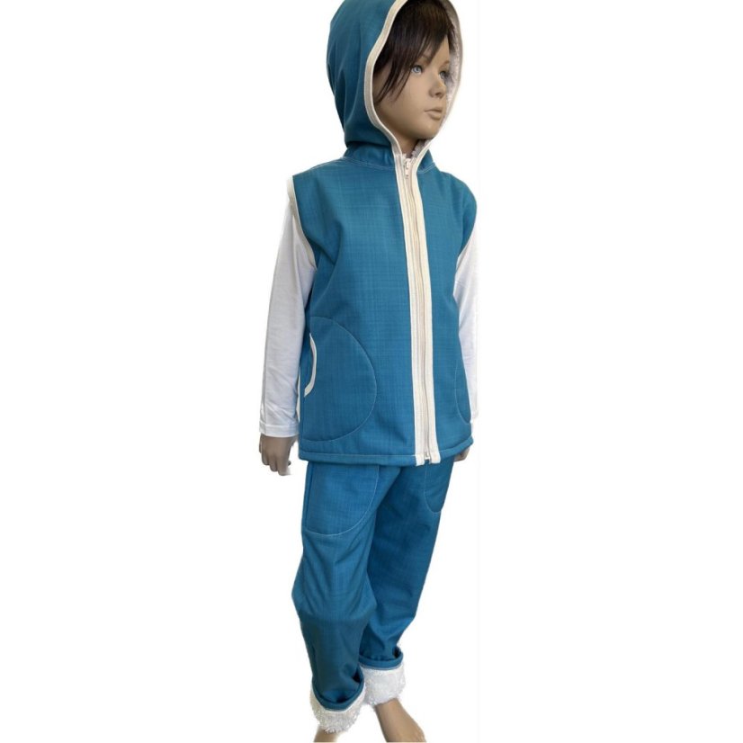 Dětská softshellová vesta s beránkem, modrý petrolej