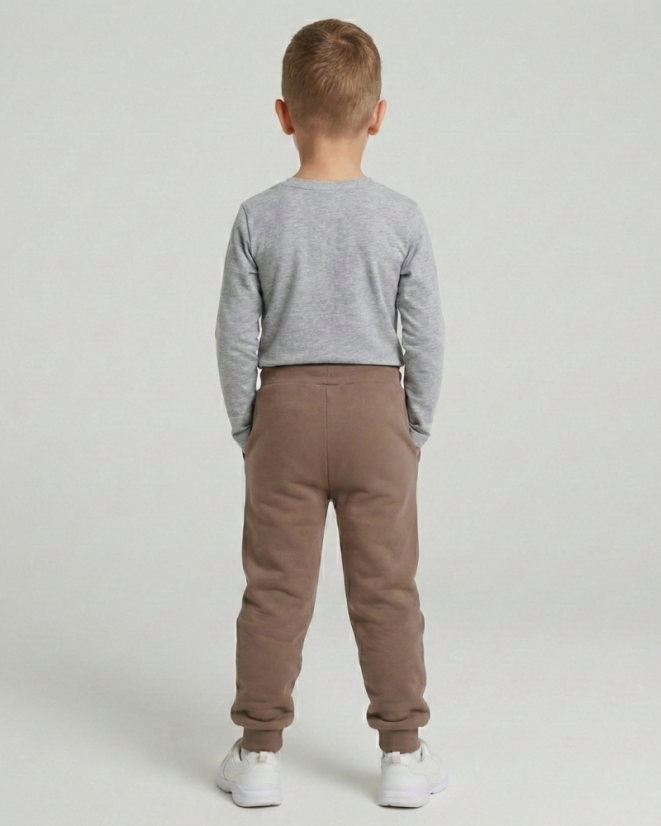 Dětské tepláky Fluffy teplé, hnědé kakao