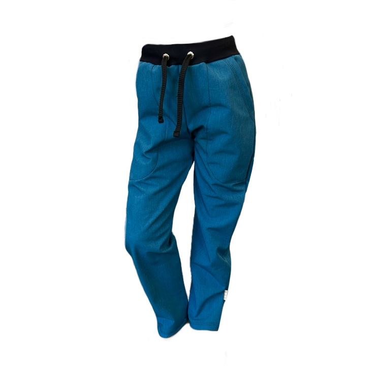 Dětské softshellové kalhoty THIN s fleecem, petrolejový jeans
