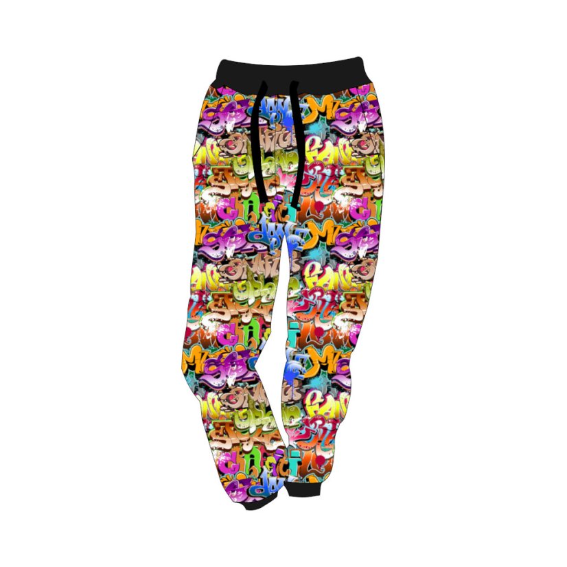 Dětské softshellové kalhoty THIN s fleecem elastické, bláznivé graffiti