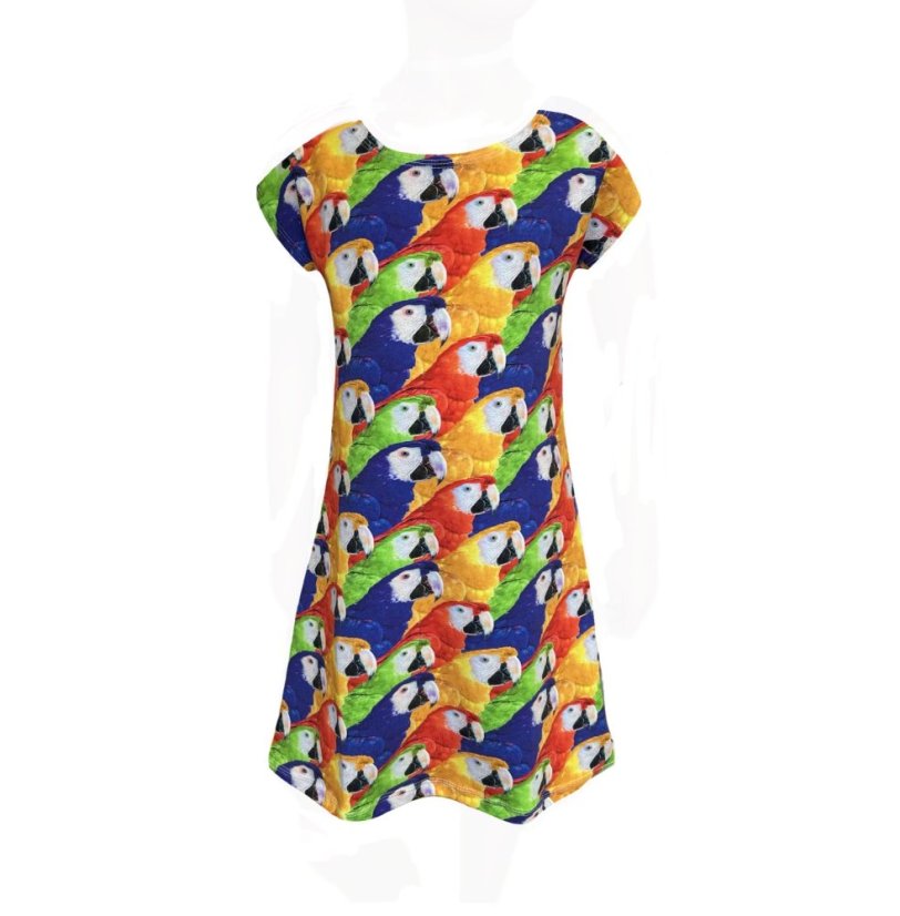 Dívčí bavlněné šaty, papoušci