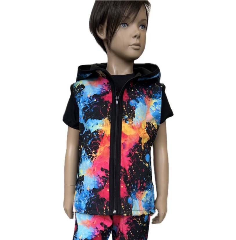 Dětská softshellová vesta bez fleecu, exploze barev