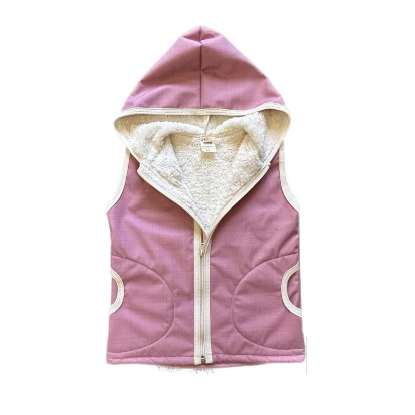 Dětská softshellová vesta s beránkem, starorůžová