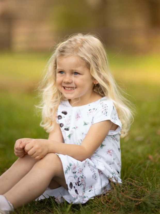 Dívčí bavlněné šaty, panda mezi kvítky