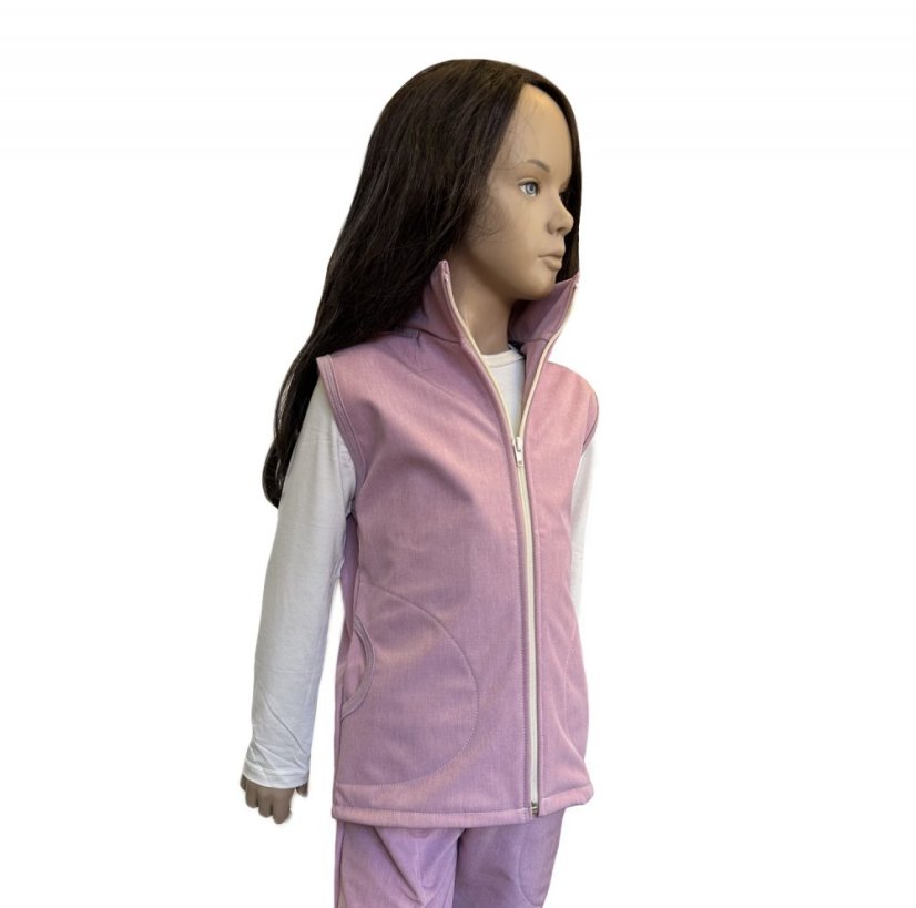 Dětská softshellová vesta s fleecem, růžový jeans