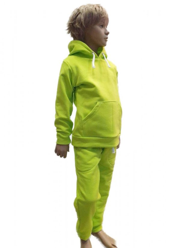 Detská mikina s kapucňou Fluffy teplá, zelená limetka