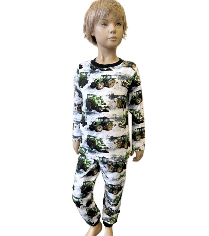 Dětské pyžamo, zelené traktory