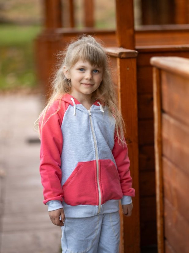 Dětská tepláková souprava, růžová s melírem
