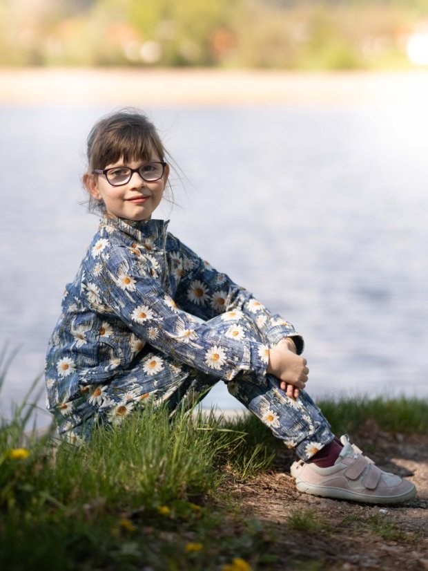 Dětské tepláky, riflové kopretiny