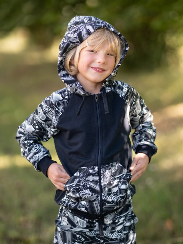 Detská mikina na zips, spreje a graffiti