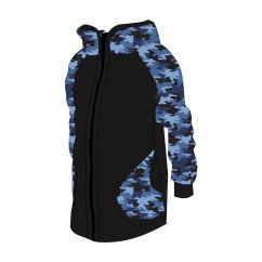 Dětská softshellová bunda bez fleecu, modrý maskáč čierna