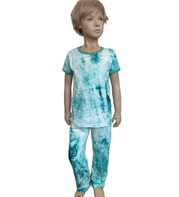 Detské pyžamo BAMBUS batikované GREEN