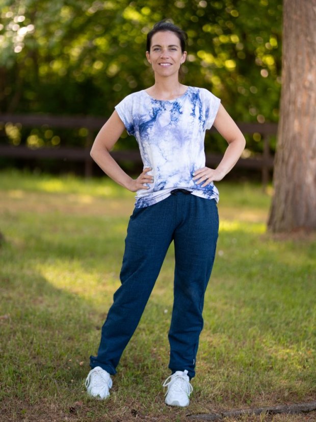 Dámský top BAMBUS, tmavě modrá batika