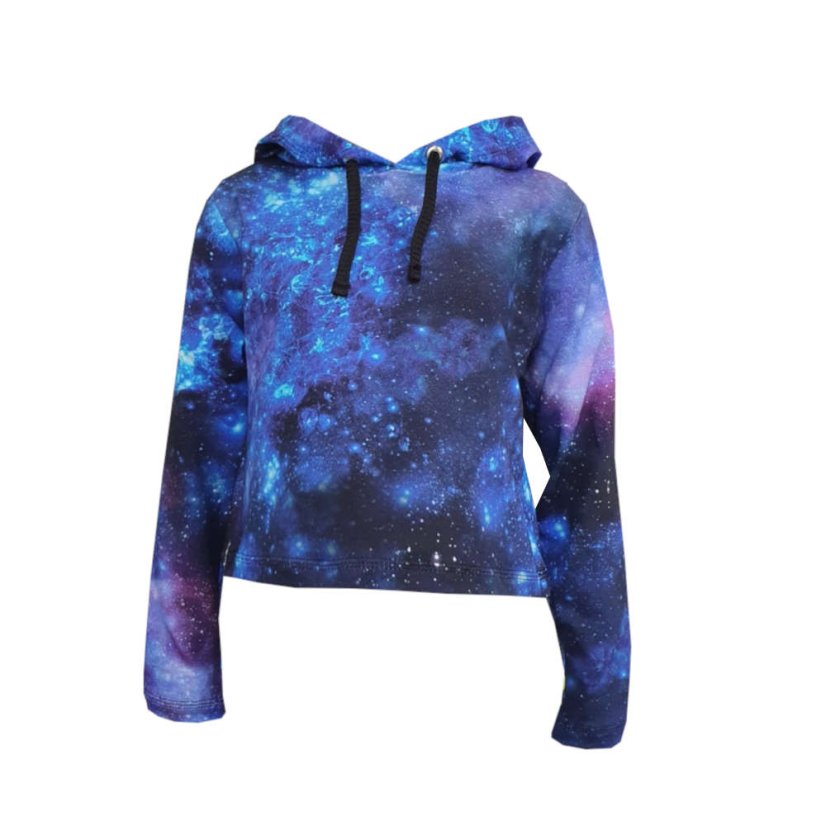 Detská mikina s kapucňou krátka, vesmír
