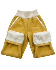 Dětské softshellové kalhoty s beránkem, medově žlutá