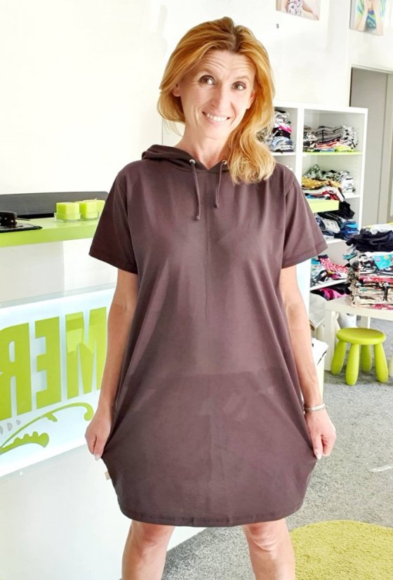 Dámske šaty OVERSIZE HOODY BROWN